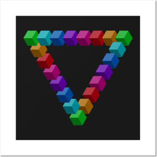 penrose triangle illusion Posters and Art